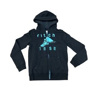 Abercrombie‎ Black Zip Up Hoodie Flying Shoe Graphic 13 14